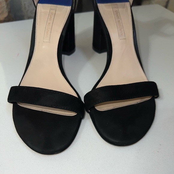 Stuart Weitzman 75 Less Nudist Black Suede Leather Heels Size 7 - Picture 4 of 12